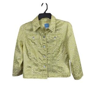 Lark Lane women's celery green/metallic gold jacket.Mother of peril size 8